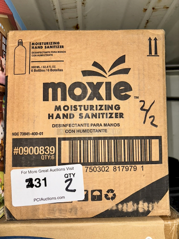 2 CASES!! Moxie Moisturizing Hand Sanitizer - Each Box Contains 6 Individual 32.4 Fl Oz. Bottles. 2X Your Bid
