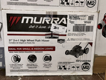 Murray MP21450HW 21" 2-n-1 High Wheel Push Mowerm- Briggs & Stratton 450E Series™ OHV Engine - 4.50 ft-lbs Gross Torque, 125cc - 11" High Rear Wheels, Quick Change 2-N-1 Mulch/Side Discharge, 4 Point, 5 Position Height-Of-Cut	

