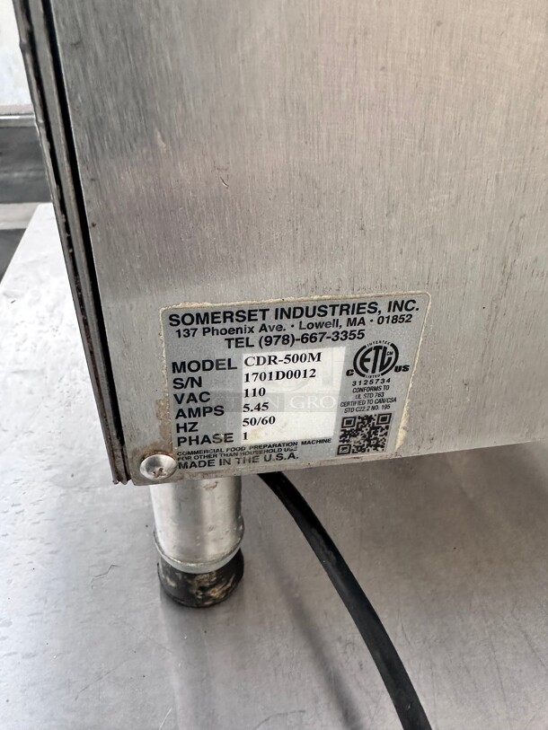 Late Model Somerset CDR-500 Countertop 20 inch Dough / Fondant Roller Sheeter, 500 Pieces/Hour - One Stage, Horizontal Rollers 115 Volt Tested and Working - Image 8 of 8