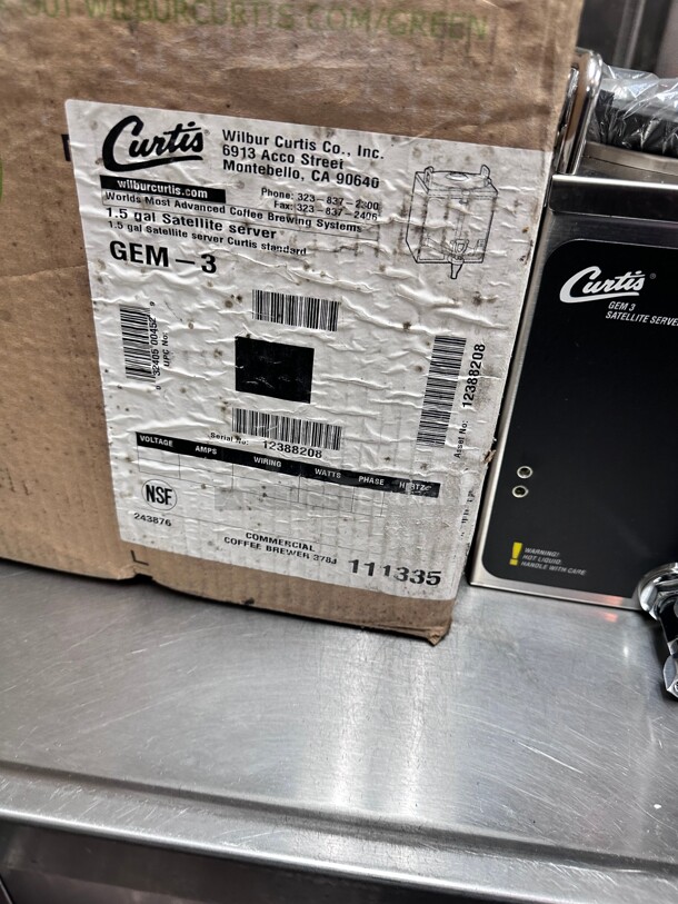 New Curtis GEM-3 1.5 Gallon Satellite Coffee Server
