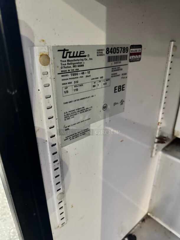 True TSSU-48-12 48 Inch Sandwich/Salad Prep Table w/ Refrigerated Base, 115v NSF  - Image 6 of 8