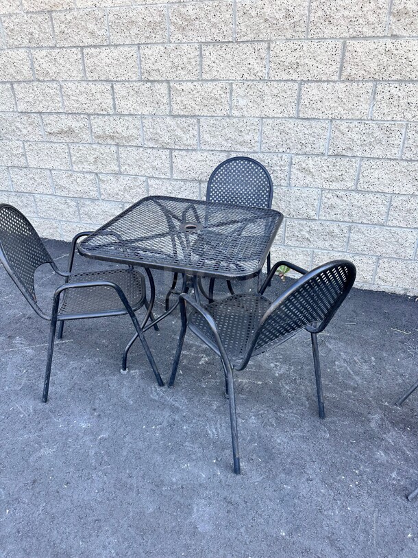 One Set Of Metal Table and Three Chairs  - Image 2 of 6