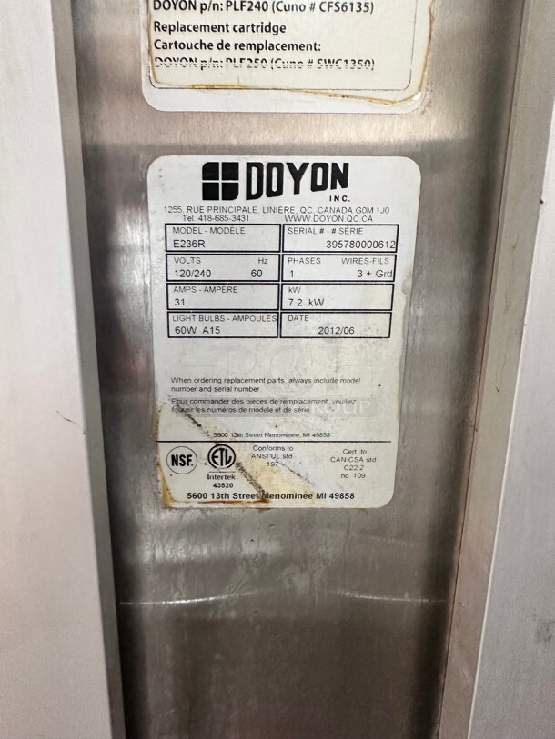 New Scratch and Dent Doyon E236R Roll-In Glass Door Proofer For 2 Single Racks, 2 Sections, 120 208ph/1ph Working - Image 4 of 9