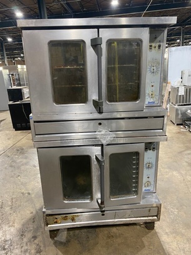 Sunfire Commercial Natural Gas Powered Double Deck Convection Oven! With View Through Doors! Metal Oven Racks! All Stainless Steel! 2x Your Bid Makes One Unit! Model: SDG1 SN: 990IQU0346