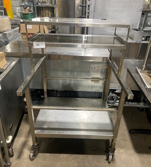 Stainless Steel Work Center With Double Over Head Shelf! On Casters! - Image 1 of 9