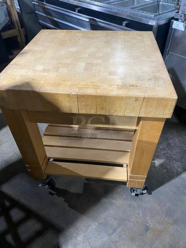 Boos Block Commercial Butcher Block Table! With Storage Space Underneath! On Casters! - Image 3 of 9