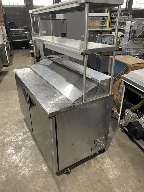 Turbo Air Stainless Steel Commercial Sandwich/Salad Refrigerated Prep Table! Eletric Powered! On Casters! With Double Over Head Shelf! MODEL TST-60SD 115V - Image 2 of 11