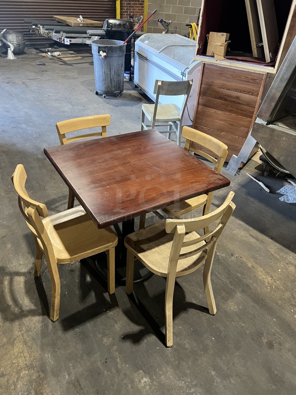 Nice! ALL ONE MONEY! Heavy Duty Full Solid Mohagany Wood Dining Table! With 4 Metal Ladder Back Dining Chairs!     - Image 4 of 6