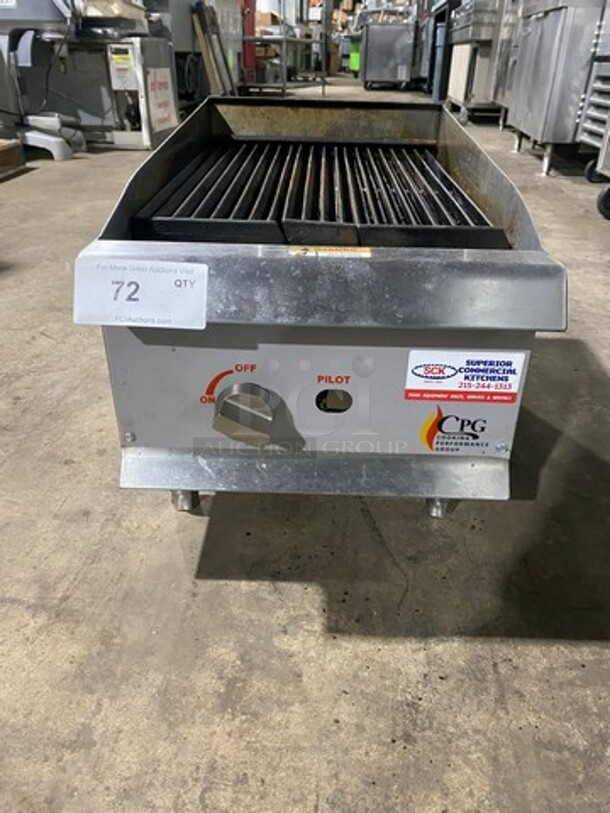 CPG Commercial Countertop Natural Gas Powered 15" Char Broiler Grill! With Back & Side Splashes! All Stainless Steel! Model CBR15 Serial 351CRCPG15! On Legs! - Image 1 of 9
