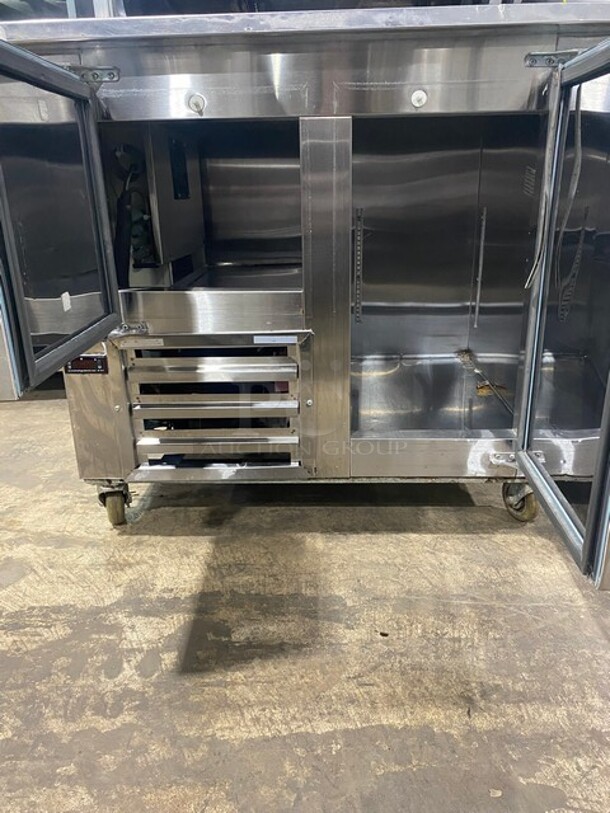 Coolman Commercial 2 Door Refrigerated Lowboy/Worktop Cooler! All Stainless Steel! On Casters! 120V! Model: Custom-36LB SN: L70615! - Image 5 of 6