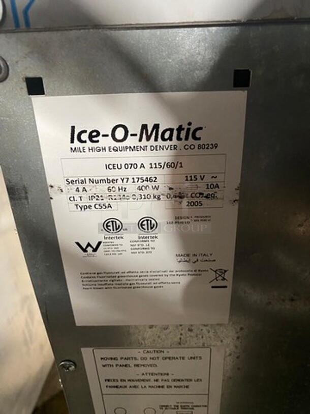Ice-O-Matic Commercial Undercounter Slim Style Ice Maker Machine! All Stainless Steel! On Legs! Model: ICEU070 SN: Y7175462 115V - Image 9 of 11