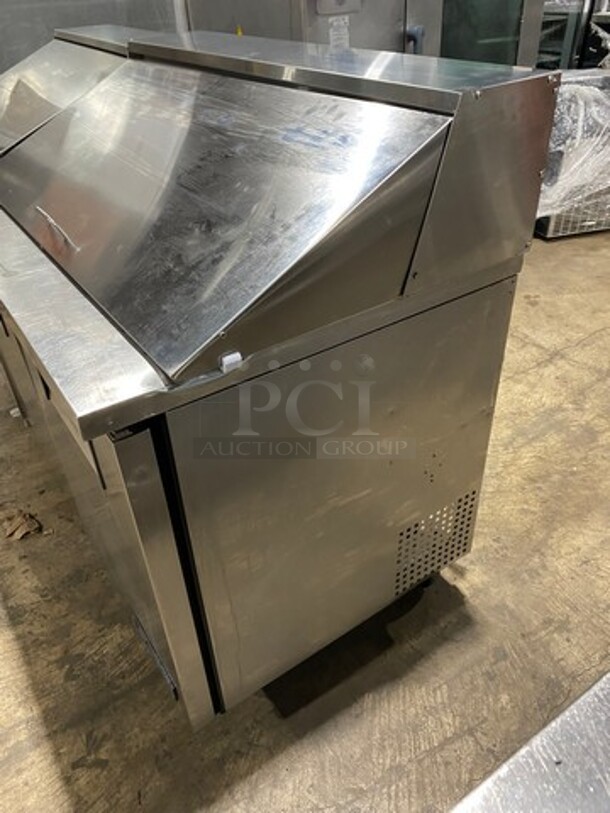True Commercial Refrigerated Sandwich Prep Table! With 3 Door Storage Space Underneath! Poly Coated Racks! All Stainless Steel! On Casters! Model: TSSU7218 SN: 14477571 115V 60HZ 1 Phase - Image 2 of 9