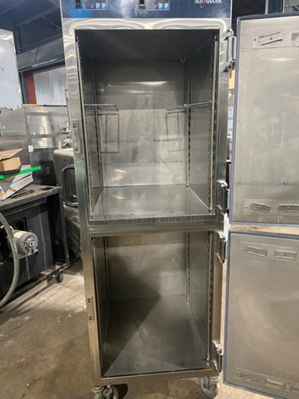 Alto Shaam Commercial Split Door Heated Holding Cabinet/ Food Warmer! All Stainless Steel! On Casters! WORKING WHEN REMOVED! Model: 1200UP SN: 1809890000 208/240V 60HZ 1 Phase - Image 5 of 9