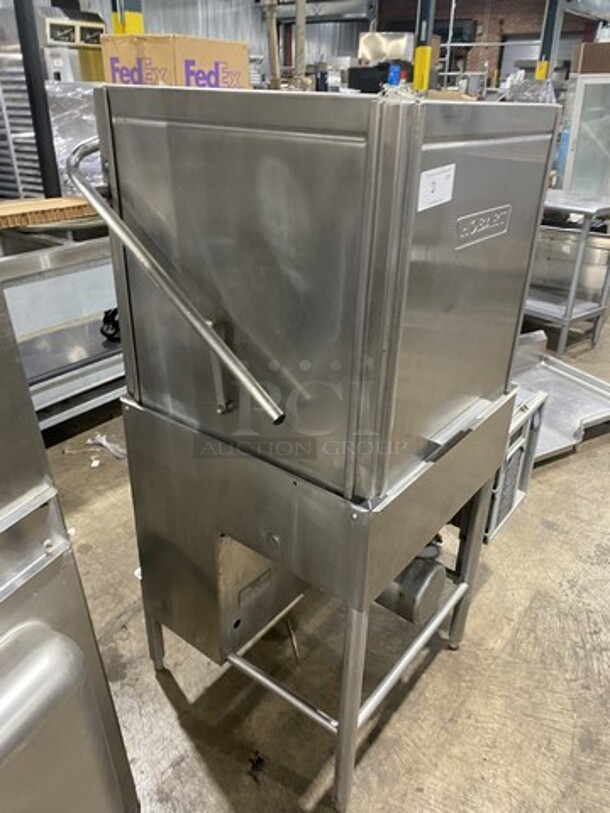 Hobart Heavy Duty Commercial Upright Pass Through Dishwasher! With Entering & Receiving Wash Table! With Garbage Disposal!  All Stainless Steel! On Legs! - Image 3 of 9