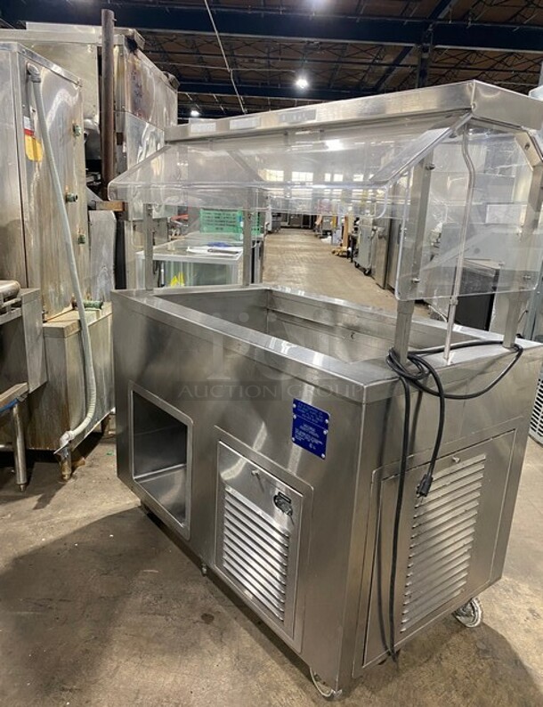 Low Temp Commercial Refrigerated Food Serving Station Counter/ Cold Pan! With Sneeze Guard! Stainless Steel Body! On Casters! Model: 50CFMX SN:FO4C05885L 120V 1PH - Image 4 of 8