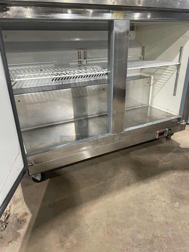 Artic Air Commercial 2 Door Work Top Cooler! All Stainless Steel! With Poly Coated Racks! 115V! On Casters! Model: AUC48R SN: 499185!  - Image 5 of 8