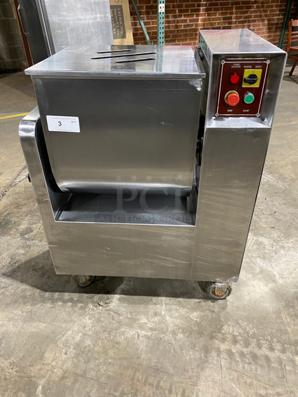 WOW! Glory Commercial Minced Meat/ Filling Mixing Machine! All Stainless Steel! On Casters! Model: BX70A SN: FF90029 110V 60HZ 1 Phase