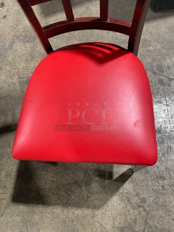 Red Cushioned Chairs! With Brown Wooden Body! 4x Your Bid! - Image 5 of 7