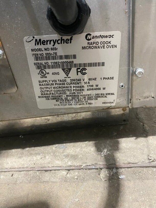 Merrychef Commercial Countertop Rapid Cook Oven! All Stainless Steel! WORKING WHEN REMOVED! Model: 603R SN: 1106210000468 208/240V 60HZ 1 Phase - Image 8 of 9