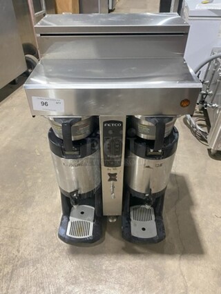 Nice! Fetco Counter Top Dual Coffee Brewer Machine! With Hot Water Line! With Airpots! On Legs! Model E52016 Serial 4801128147544! 120/208V 1/3 Phase! 