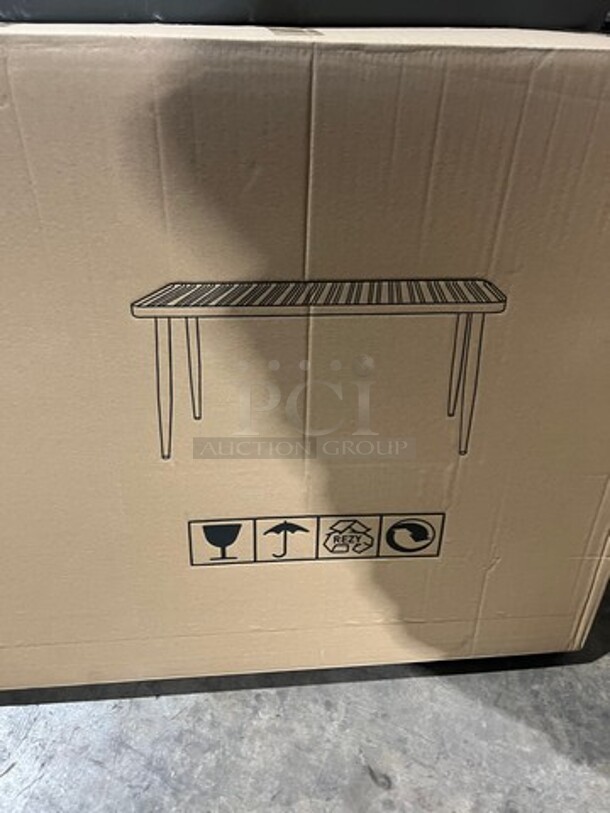 Brand New In The Box! DT All Alluminum Dark Gray Slats Dining Table! 30" By 60" With Legs! Perfect For Outdoors!  - Image 7 of 9