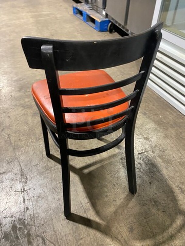 Orange Cushioned Chairs! With Black Wooden Body! 4x Your Bid! - Image 4 of 6