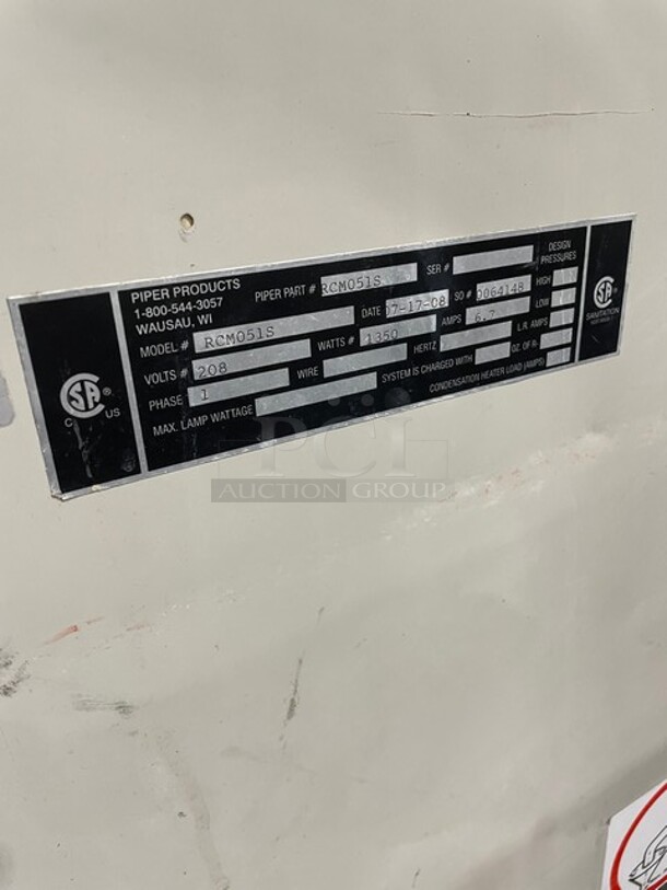WOW! Piper Products Commercial Undercounter Blast Chiller/Shock Freezer! All Stainless Steel! On Legs! 208V 1 Phase! Model: RCM051S SN: F20080211000020! - Image 6 of 9
