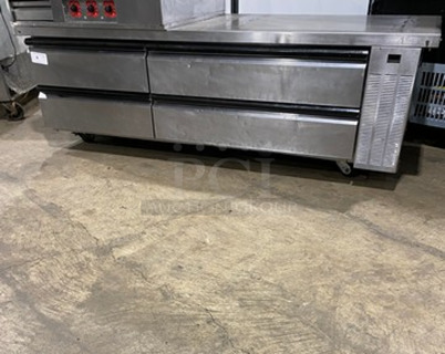 WOW! Silver King Commercial Refrigerated Chef Base! With 4 Drawer Storage Space! All Stainless Steel! On Casters! WORKING WHEN REMOVED! Model: SKRCB84H SN: SAJM82804A 115V 60HZ 1 Phase