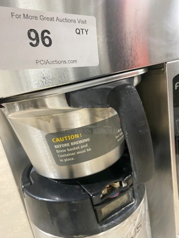 Nice! Fetco Counter Top Dual Coffee Brewer Machine! With Hot Water Line! With Airpots! On Legs! Model E52016 Serial 4801128147544! 120/208V 1/3 Phase!  - Image 3 of 10