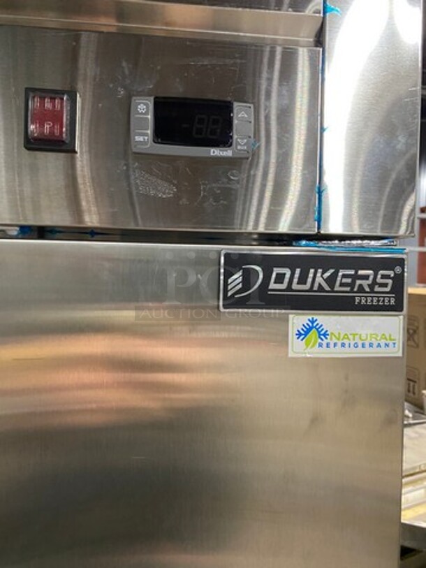 SWEET! NEW! SCRATCH-N-DENT! Dukers Commercial Single Door Reach In Freezer! Poly Coated Racks! All Stainless Steel! On Casters! POWERS ON, DOES NOT GO DOWN TO TEMPETURE! Model: D28F SN: 1097000DUK210722210800716 115V - Image 10 of 10