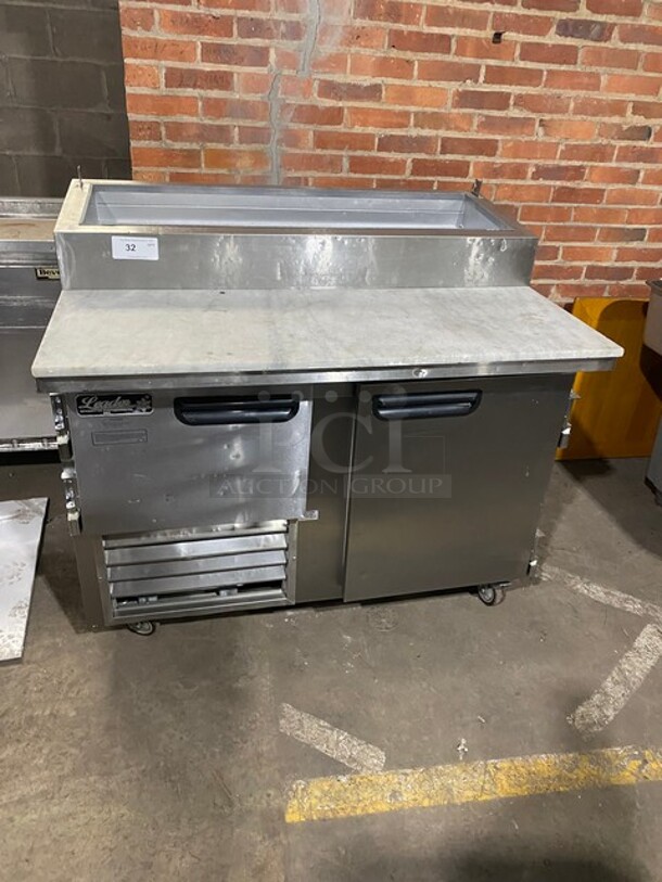 Nice Leader! ALL Stainless Steel Pizza Prep Table! Double Cold Storage! With Marble Cutting Board! On Wheels! 115V! 1 Phase! 60 HZ! Model: ESPT48 Serial: NP05C0836 - Image 1 of 10