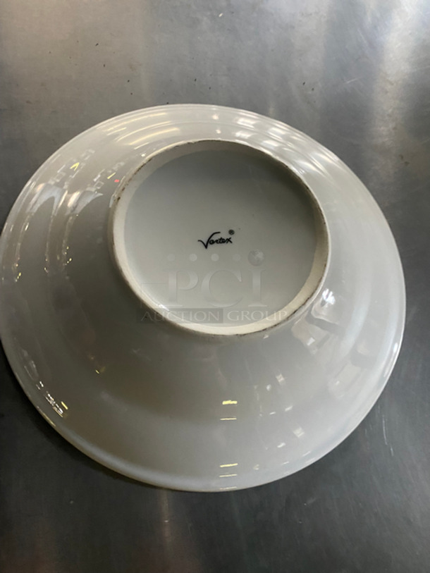 Vertex 9" White Ceramic Bowls! 4x Your Bid! Includes Black Poly Crates! - Image 6 of 7