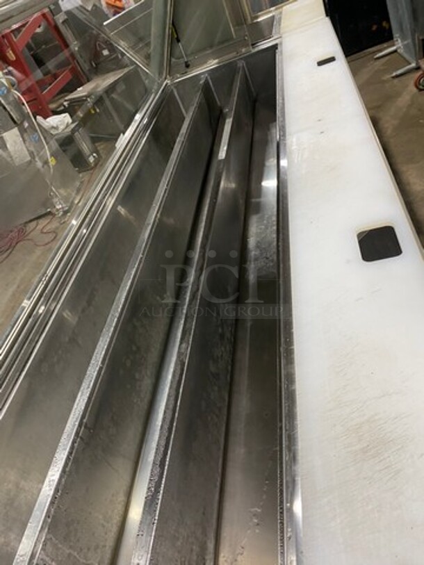 AMAZING! Duke Stainless Steel Commercial Subway Prep Line w/ Lowering Sneeze Guards! (1) Hot Well, (2) Refrigerated Prep Tables! - Image 7 of 12