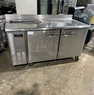 Hoshizaki Commercial 2 Door Lowboy/Worktop Freezer! With Back Splash! All Stainless Steel! On Casters! Model: HWF68A SN: C50028G 115V 60HZ 1 Phase