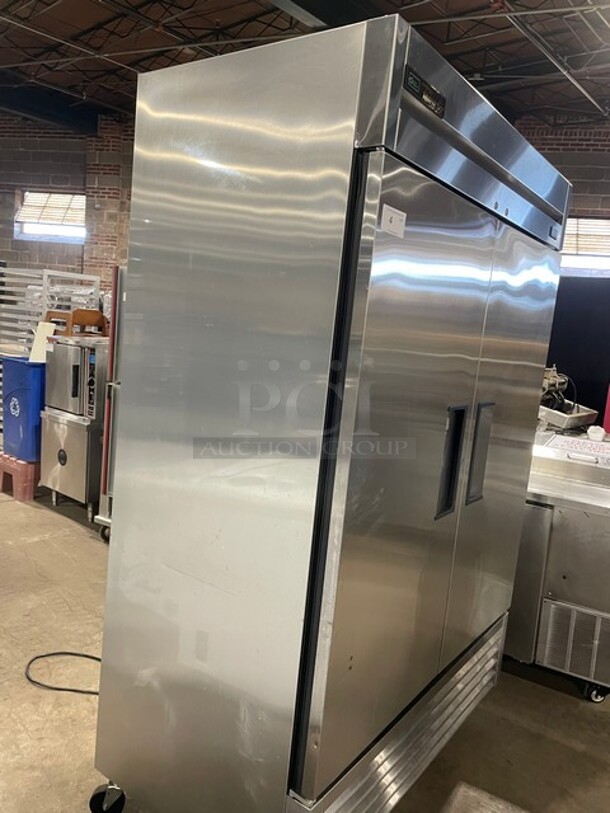 NICE! True Commercial 2 Door Reach In Refrigerator! All Stainless Steel! With Poly Coated Racks! On Casters! 115V 1 Phase! Model: T-49-HC SN: 8904258! - Image 2 of 10