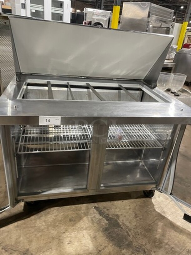Universal Coolers 48 Inch Mega Top Sandwich Prep Table! Model SC48BMI Serial 6057423918040701! 115V 1 Phase! On Casters!  - Image 5 of 9
