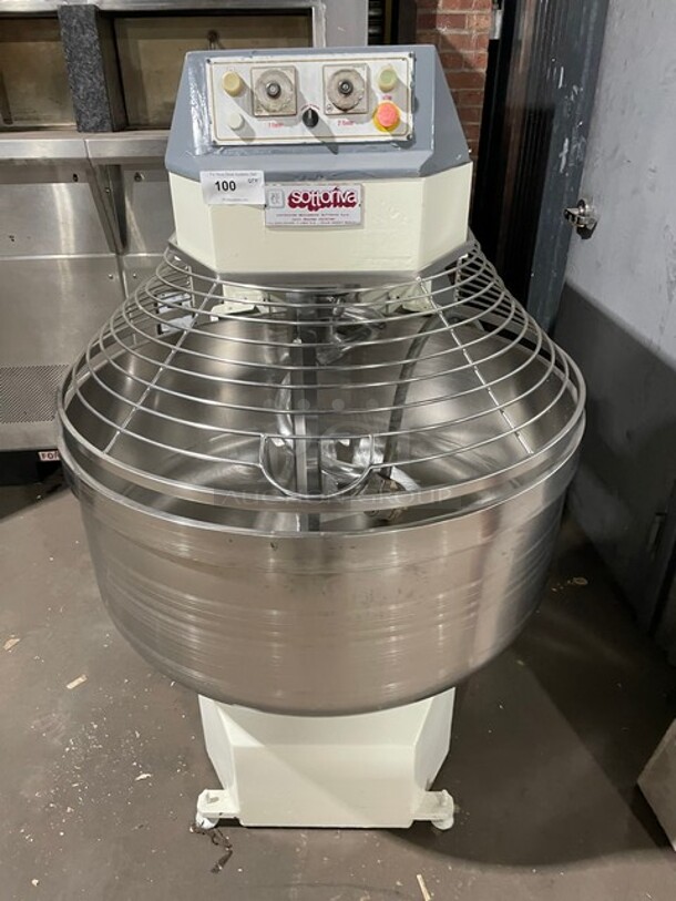 AMAZING! Sottoriva Commercial Floor Style Spiral Dough Mixer! With Stainless Steel Mixing Bowl! With Bowl Guard! 220V! Model: SPRINT/160 SN: 17512! - Image 1 of 10