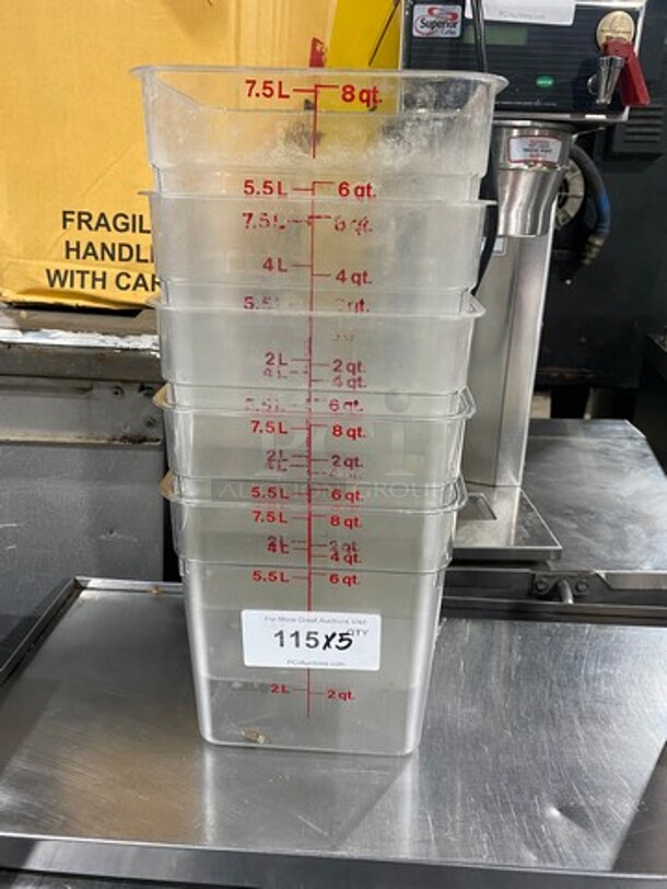 Cambro 8Qt Clear Poly Food Containers! 5x Your Bid! - Image 1 of 7