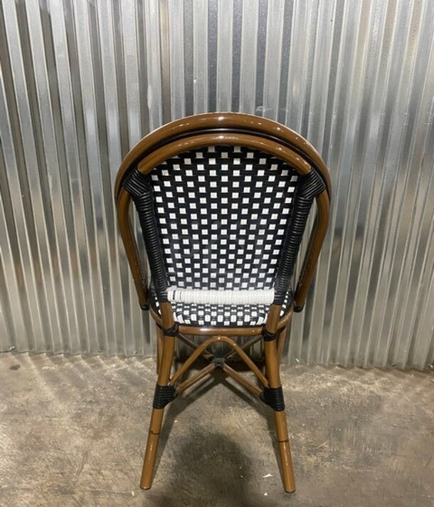 NEW! Synthetic Outdoor Commercial Aluminum Black Wicker/Bamboo Chair! 2x Your Bid! - Image 3 of 7