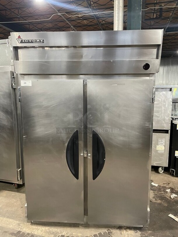 Victory Commercial 2 Door Refrigerator! With Left Side Built In Sheet Pan Racks! All Stainless Steel! With Poly Coated Racks! 115V 1 Phase! Model: VR-2 SN: M0392015! - Image 1 of 10