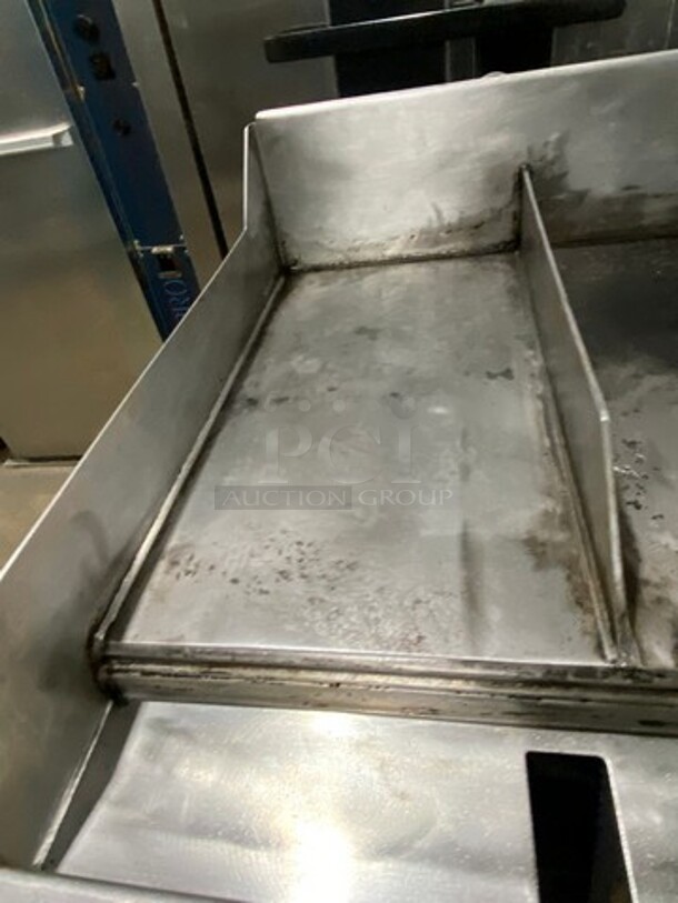 Woodstone Commercial Countertop Natural Gas Powered Flat Griddle! With Split Top! With Back & Side Splashes! All Stainless Steel! On Legs! - Image 6 of 9