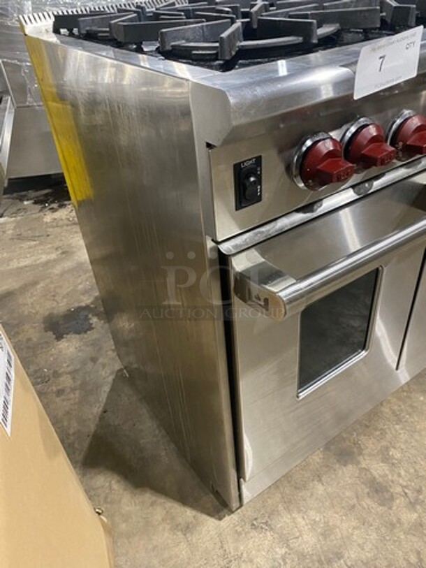 AMAZING! ALL ONE MONEY! Wolf Commercial Gas Powered 6 Burner Stove! With Center Mini Flat Top Griddle! With 1 Full Size & 1 Mini Oven Underneath! With Ventilation Hood System! All Stainless Steel! - Image 2 of 12
