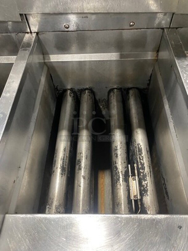 PITCO Soltice Series Frialator Stainless Steel Commercial Natural Gas Powered 3 Bay Deep Fat Fryer! Model SSH60 Serial G12FC026375! On Commercial Casters! - Image 6 of 10