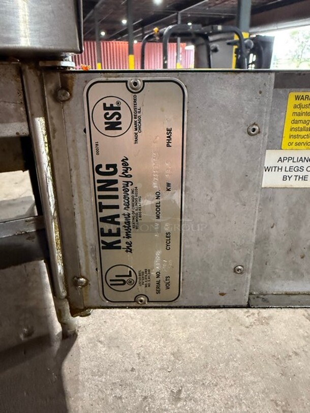 LATE MODEL Keating Commercial Countertop Electric Powered Deep Fat Fryer! With 2 Frying Baskets! With Backsplash! Model 10X11ICCM Serial 41328! 208/240V 3Phase! On Small Legs! Working When Removed! - Image 9 of 9