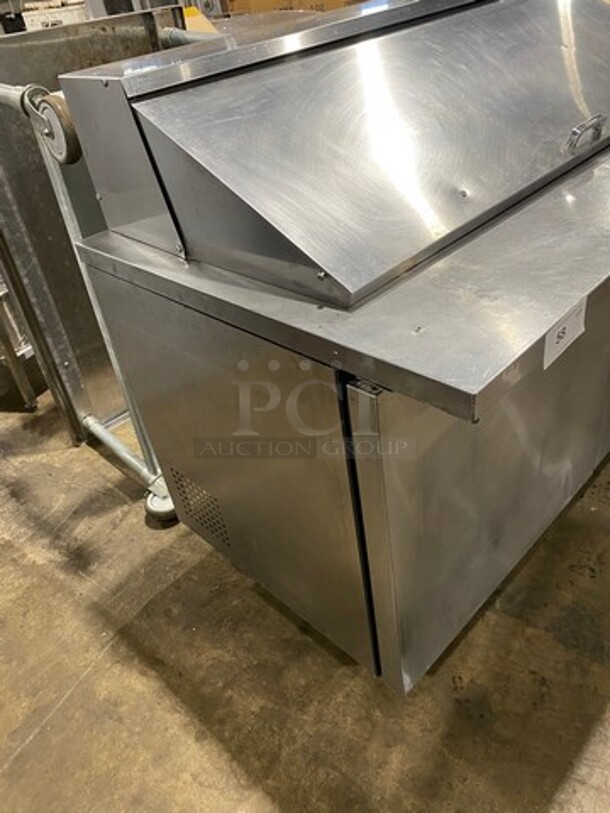 True Commercial Refrigerated Mega Top Sandwich Prep Table! With 2 Door Underneath Storage Space! With Poly Coated Racks! All Stainless Steel! On Casters! WORKING WHEN REMOVED! Model: TSSU6024MBST SN: 7983390 115V 60HZ 1 Phase - Image 2 of 9