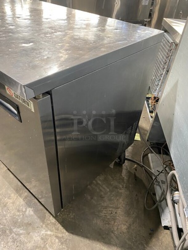 Saturn Commercial 3 Door Refrigerated Lowboy/Worktop Cooler! With Poly Coated Racks! All Stainless Steel! On Casters! WORKING WHEN REMOVED! Model: USC72 SN: LOOLUC6R0004 115V 60HZ 1 Phase - Image 2 of 8