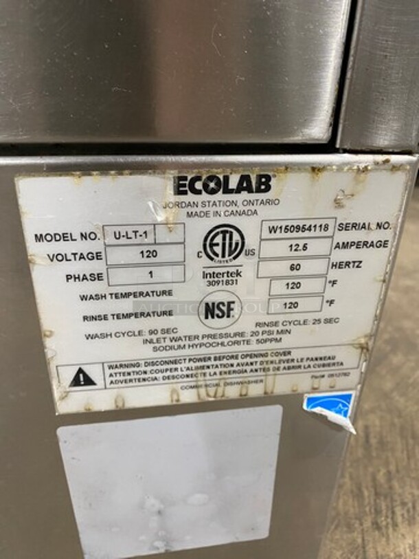 Ecolab Undercounter Dishwasher! All Stainless Steel! Model: ULT1 SN: W150954118 120V 60HZ 1 Phase - Image 9 of 10