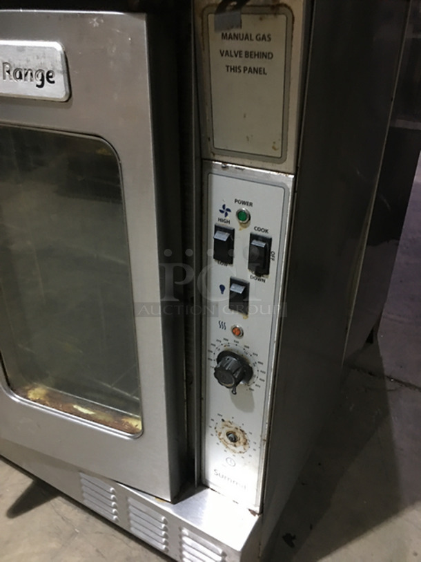AMAZING! US Range Commercial Natural Gas Powered Double Deck Convection Oven! With Metal Oven Racks! With View Through Doors! All Stainless Steel! On Casters! Working When Removed! Model: SUMG100 SN: 1607100101506 - Image 9 of 10