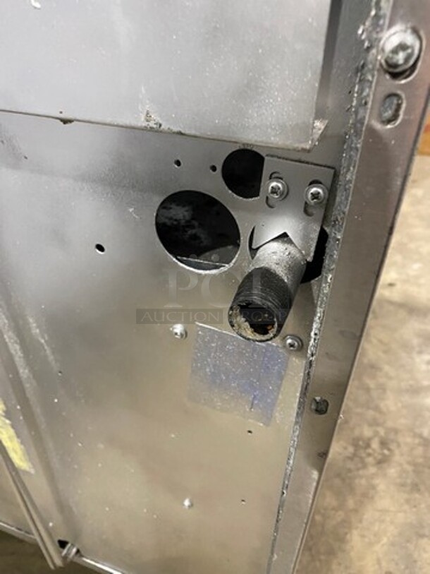 Sunfire Commercial Natural Gas Powered 6 Burner Stove! With Raised Back Splash And Salamander Shelf! With Oven Underneath! All Stainless Steel! On Casters! Working When Removed!  - Image 10 of 10