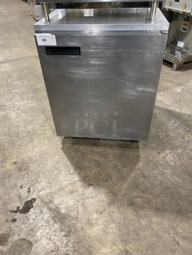 Delfield Commercial Single Door Lowboy/ Worktop Cooler! With Racks! All Stainless Steel! On Casters! SN: 1505162001183 115V 60HZ 1 Phase